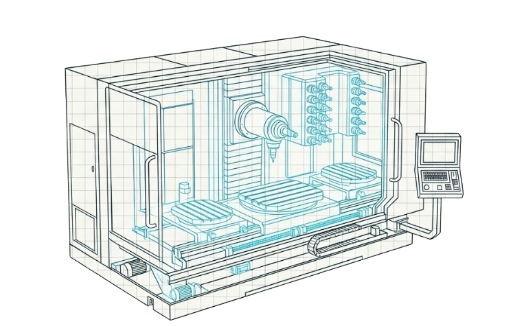 HMC400B Horizontal Machining Center — 610mm travel, dual pallet, B-axis