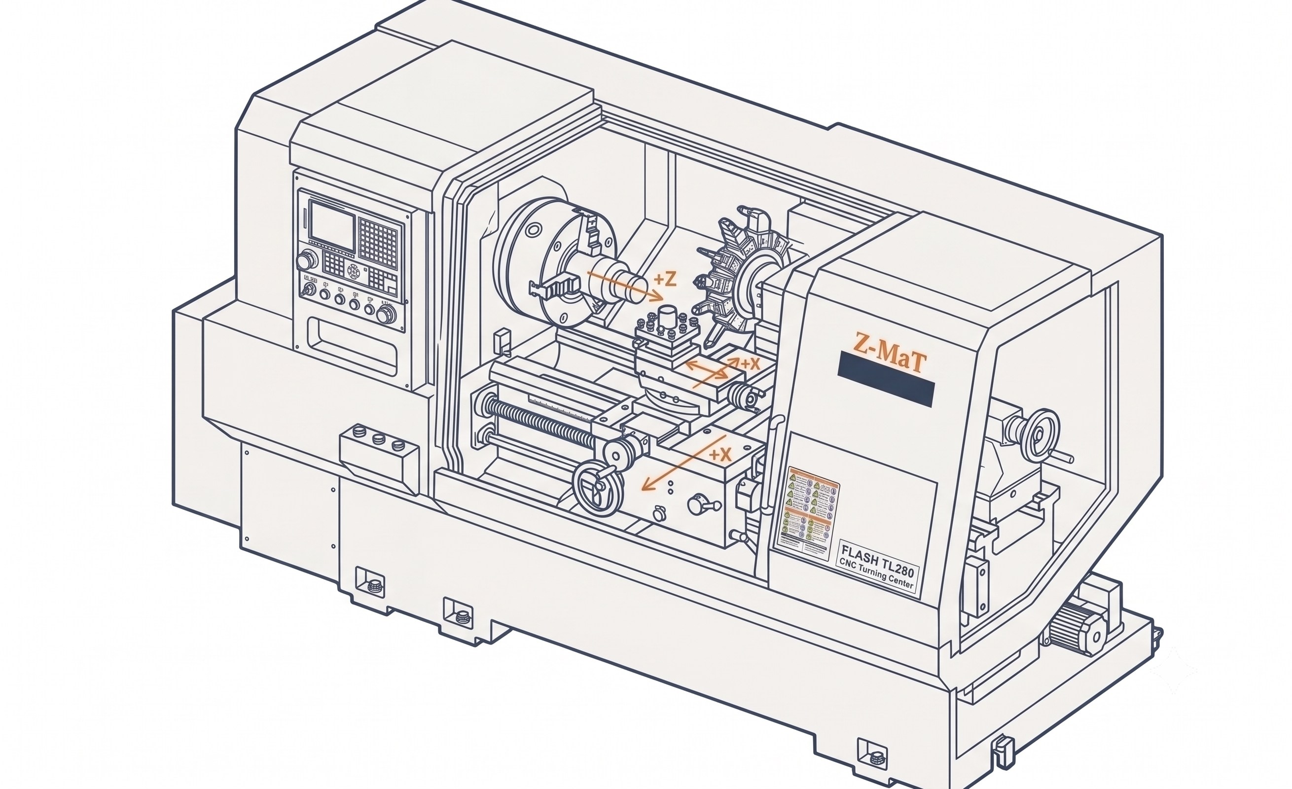 Z-MaT Flash FL280 CNC Lathe — collet-only turning center
